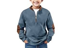GENERIC Boys Long Sleeve Shirts Kids Quarter Zip Sweatshirt Soild Casual Pullover Shirt Outdoor Fall Clothes for Teen Boy