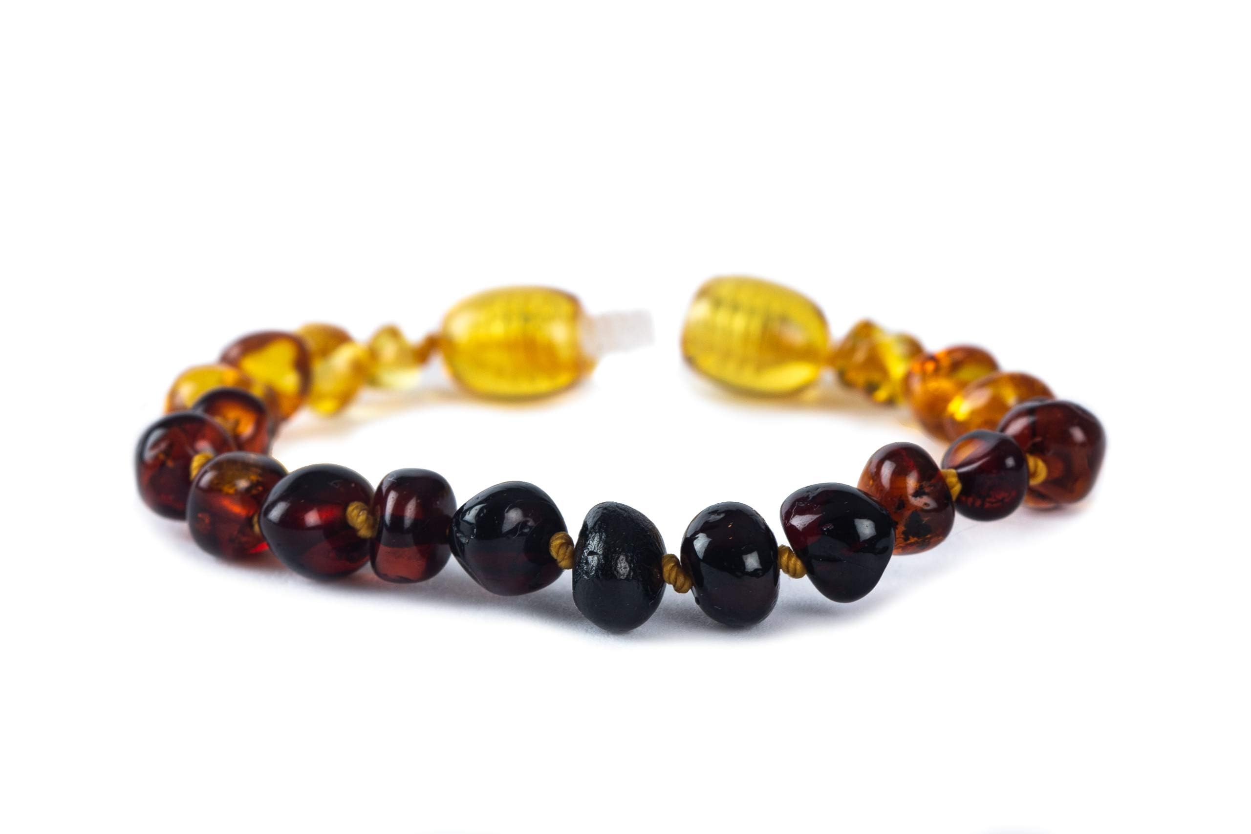 Baby J's - Ombre Coloured Bracelet/Anklet - Premium Amber Bracelet - Handcrafted with 100% Baltic Amber - Fitted with a Safety Screw Clasp - Knotted to Prevent Scattering - 14cm