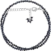 QNAVIC Natural Gemstone Micro Beads Choker Necklace for Women, Healing Chakra Energy Crystals, Birthstone Jewelry, Silver Plated Chain 18 inch Birthday Gift for Her