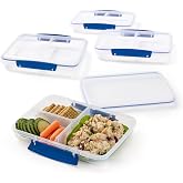 Rubbermaid Pack &amp; Go Set with Two 350 mL Containers and Two 820 mL Containers, Divided Compartments, Meal Prep Containers with Secure Seal Lids