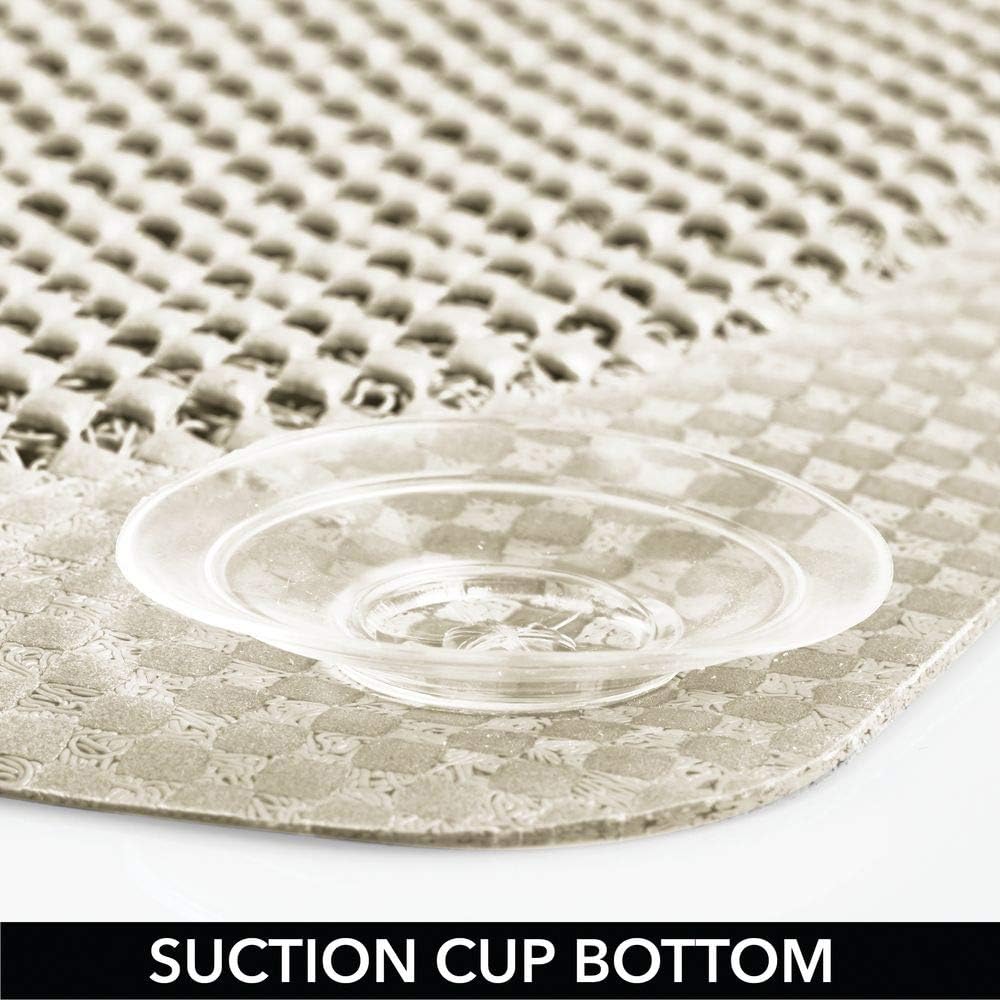 mDesign Loofah Non-Slip, Quick Drying Cushioned Mat with Suction Cups for Bathroom Shower or Tub - Natural Cream/Tan: Home & Kitchen