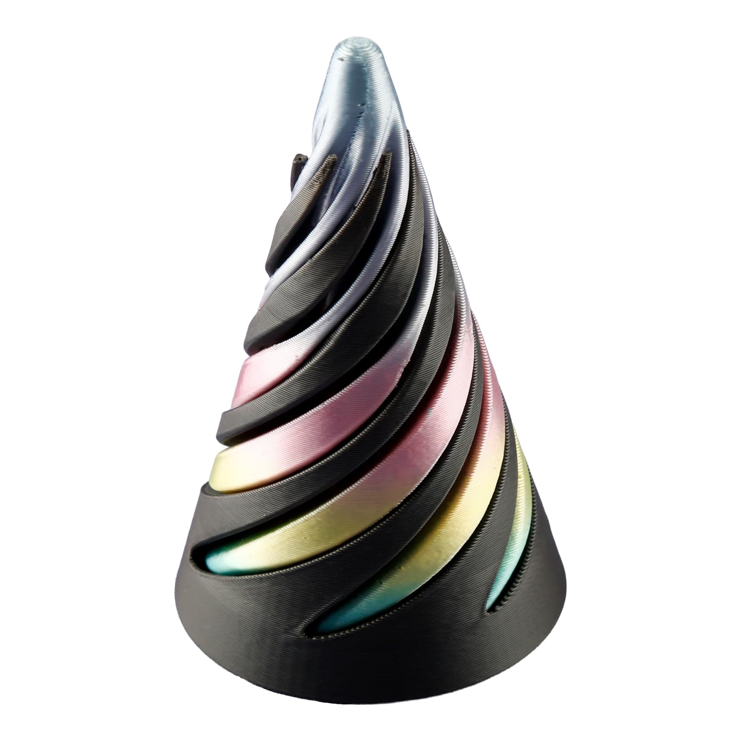 Hopzab 3D Printed Spiral Cone Fidget Toy, Impossible Pyramid Pass Through Sculpture, Stress Relief Desk Toy, Mini Vortex Desktop Decoration for Anxiety Relief, Fun Gift for Home and Office