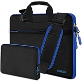Hseok Slim Laptop Shoulder Bag 13-14 inch HandBag with Small Case Compatible with MacBook Pro 14" M4/M3/M2/M1 2025-2021, 13.3" Mac Air/Pro, XPS 13/14 and Most 13"-14" Notebooks,Black-blue