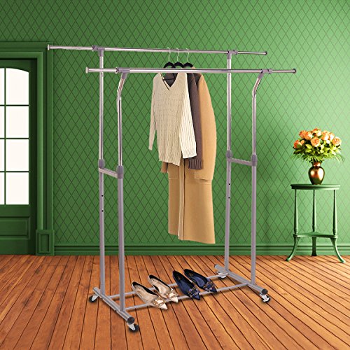 garment rack, rolling rack,double rail clothing rack storage garment