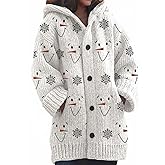 Hutianyue Sweater For Women Trendy Long Sleeve Oversized Hooded Fleece Lined Chunky Button Up Casual Boho Coats For Women