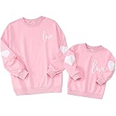 MODNTOGA Mommy and Me Valentines Crewneck Sweatshirt Love Heart Graphic Tops Long Sleeve Pullover Family Matching Outfit