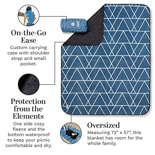 Blue Green Picnic & Outdoor Blanket by Laguna Beach Textile Co | Plush and Water-Resistant Outdoor Mat - Perfect for Camping, Beach, Park and Festivals | Foggy Peaks