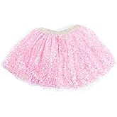 Kahool Tutu for Toddler Girls, Soft Glitter Sparkly Sequin Tulle Dance Skirt for Baby Girls Princess Birthday Party Dress