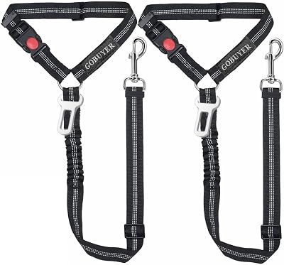 GoBuyer Dog Car Headrest Seat Belt 2 Pack Adjustable Nylon Anti Shock