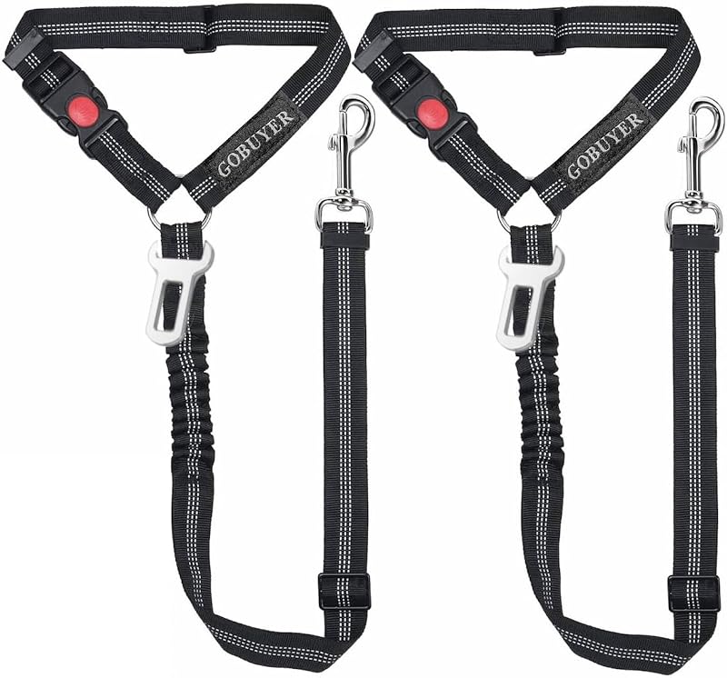 GoBuyer Dog Car Headrest Seat Belt 2 Pack Adjustable Nylon Anti Shock