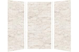 Transolid SWK363672-48 SaraMar 36-in X 72-in Glue 3-Piece Shower Wall Kit, Biscotti Marble, 54 Sq Ft