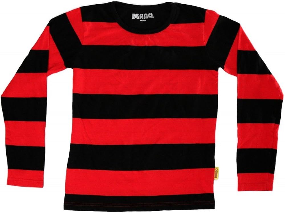 Beano Dennis The Menace Kids Striped Long Sleeve TShirt Red & Black