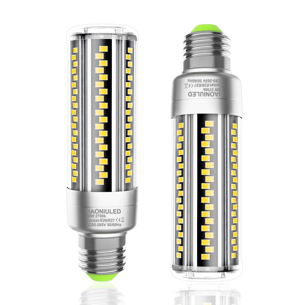 HAONIULED E27 LED Light Bulb Warm White 20W Equivalent 200W Incandescent Bulbs, E27 Edison Screw Bulb 2700K 2500LM Led Corn Light Bulbs Not-dimmable, Pack of 2