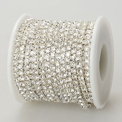 10 Yards Crystal Rhinestone Close Chain Clear Trim SS 4.2 mm in Silver Good Crafted DIY Ideas