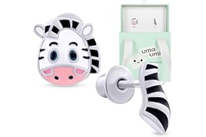 UMAUMI 925 Sterling Silver Zebra Flag Stud Earrings for Girls Hypoallergenic Safety Screw Back Rhodium Plated - Zebra Flag Gifts Earrings for Baby Toddlers Little Teens Kids Jewelry