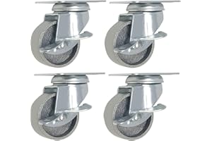 ONLINE BEST SERVICE 4 All Steel Swivel Plate Caster Wheels w Brake Lock Heavy Duty High-Gauge Steel Gray (2" Metal Swivel Caster W/Lock Gray)