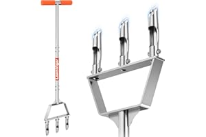 Manual Core Aerator Lawn Tool - Lawn Aerator Tool with 3 Hollow Tine, Semi-Assembled Grass Aerator Core Aeration Tool for Law