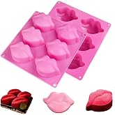 2 Pack Hot Lips Molds, Large 3D Sexy Red Lip Molds, Silicone Soap Mold | Silicone Molds for Chocolate Chocolate Bomb Soap Bath Bomb Candle Wax Cake Decoration,Valentine Wedding Party Baking Mold