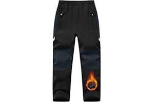 TBMPOY Boys Snow Ski Pants Kids Waterproof Fleece Lined Winter Hiking Snowboard Insulated Warm Pants Zipper Pockets