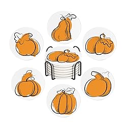 Fall Drink Absorbent Coasters with Holder Set of