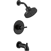 Delta Nicoli 14 Series H2Okinetic Bathtub and Shower Faucet Set, Matte Black Shower Head and Handle Set, Valve Trim Kit, Matte Black 144749-BL (Valve Included)