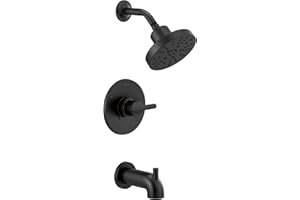 Delta Nicoli 14 Series H2Okinetic Bathtub and Shower Faucet Set, Matte Black Shower Head and Handle Set, Valve Trim Kit, Matte Black 144749-BL (Valve Included)