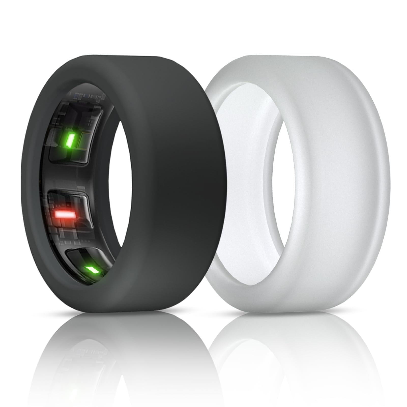 Photo 1 of BandSmith Silicone Ring Protector, Elastic Case for Oura Ring Gen 4/3 Working Out - Patent Protected (Black+Transparent, S for 678910)