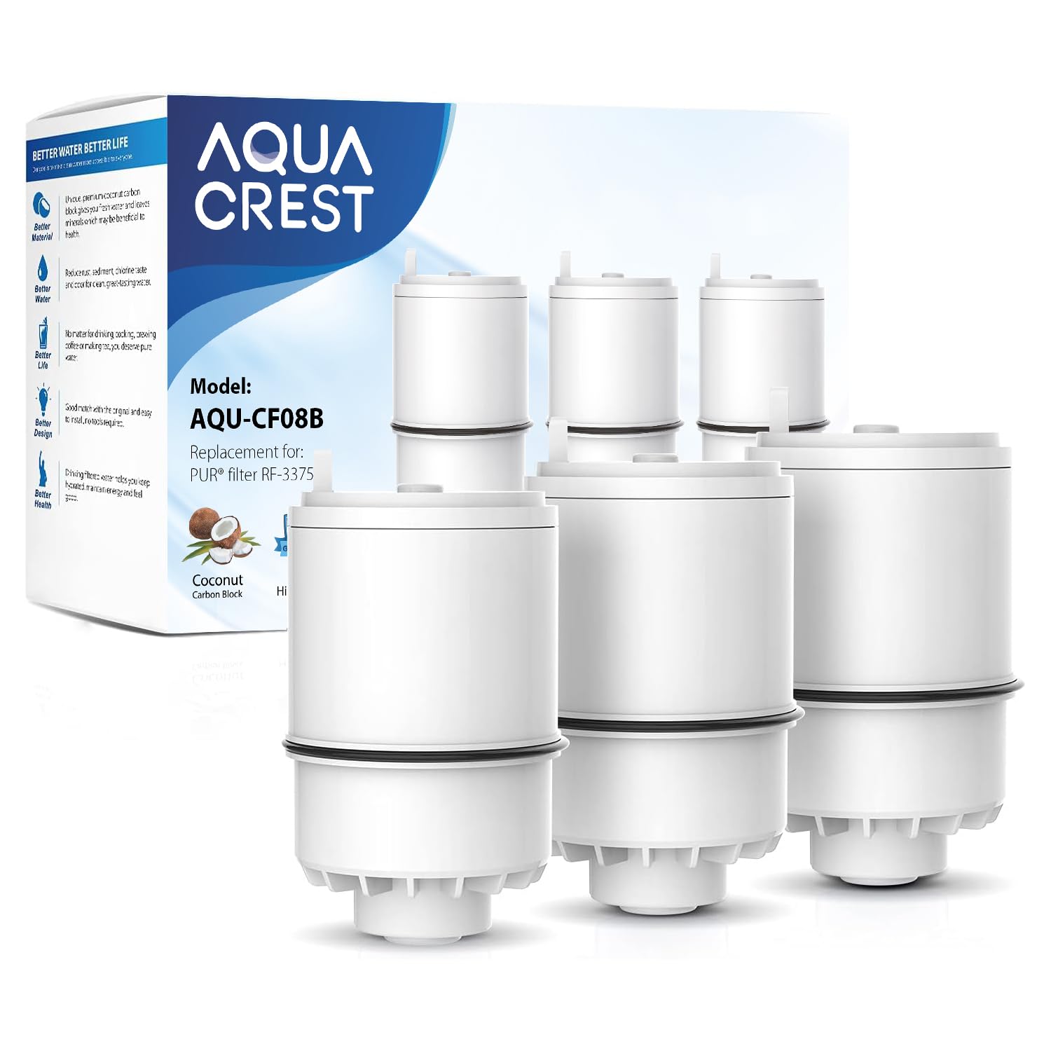 AQUA CREST CF08B Water Filter Replacement for PUR® Faucet Filter, 3 Pack