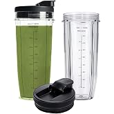32OZ BL455 Nutri Ninja Pro BL482 BL490 Nutri Ninja Auto-iQ Bender Cups | Replacement Cups Compatible with BN400 BN401 Ninja Nutri-Blender Pro BL480 BL481 Nutri Ninja Auto-iQ with Sip and Seal Lids
