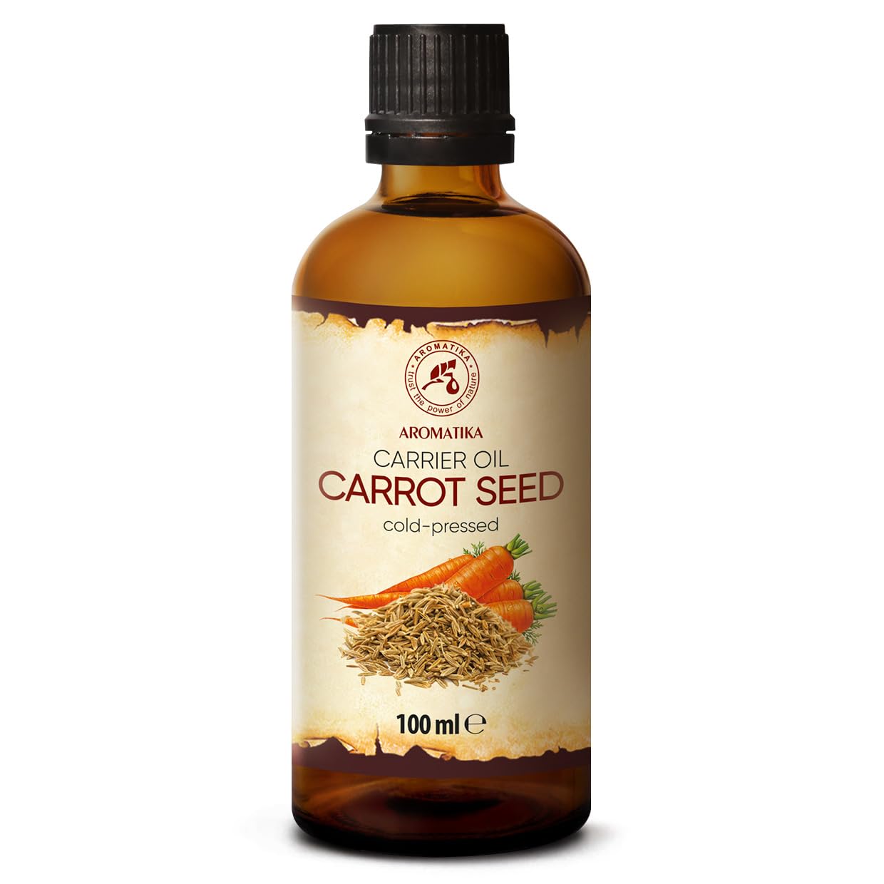 AROMATIKA Carrot Seed Carrier Oil 100 ml - Cold Pressed Pure Daucus Carota Base Oil - Natural Oil for Face, Skin, Body, Hair & Nails Care - Moisturising, Nourishing, Glow & Beauty Treatment