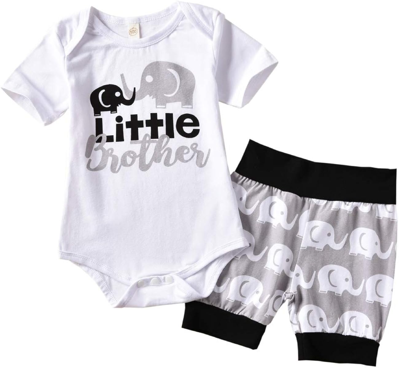 Newborn Baby Boy Clothes Little Brother 3pcs Outfits Romper Hat Pants