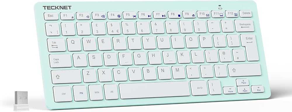 TECKNET 2.4G Wireless Keyboard UK Layout Compact Silent 12 Months Battery