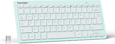 TECKNET 2.4G Wireless Keyboard UK Layout Compact Silent 12 Months Battery