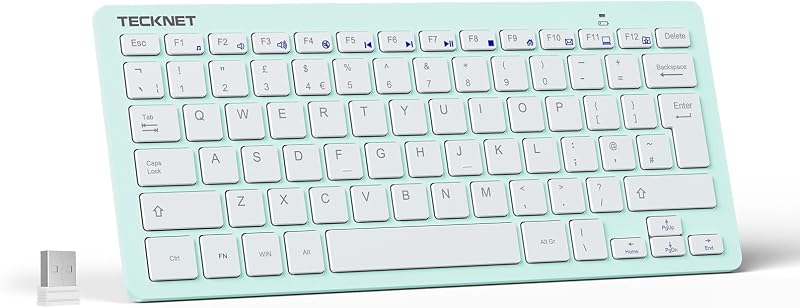 TECKNET 2.4G Wireless Keyboard UK Layout Compact Silent 12 Months Battery