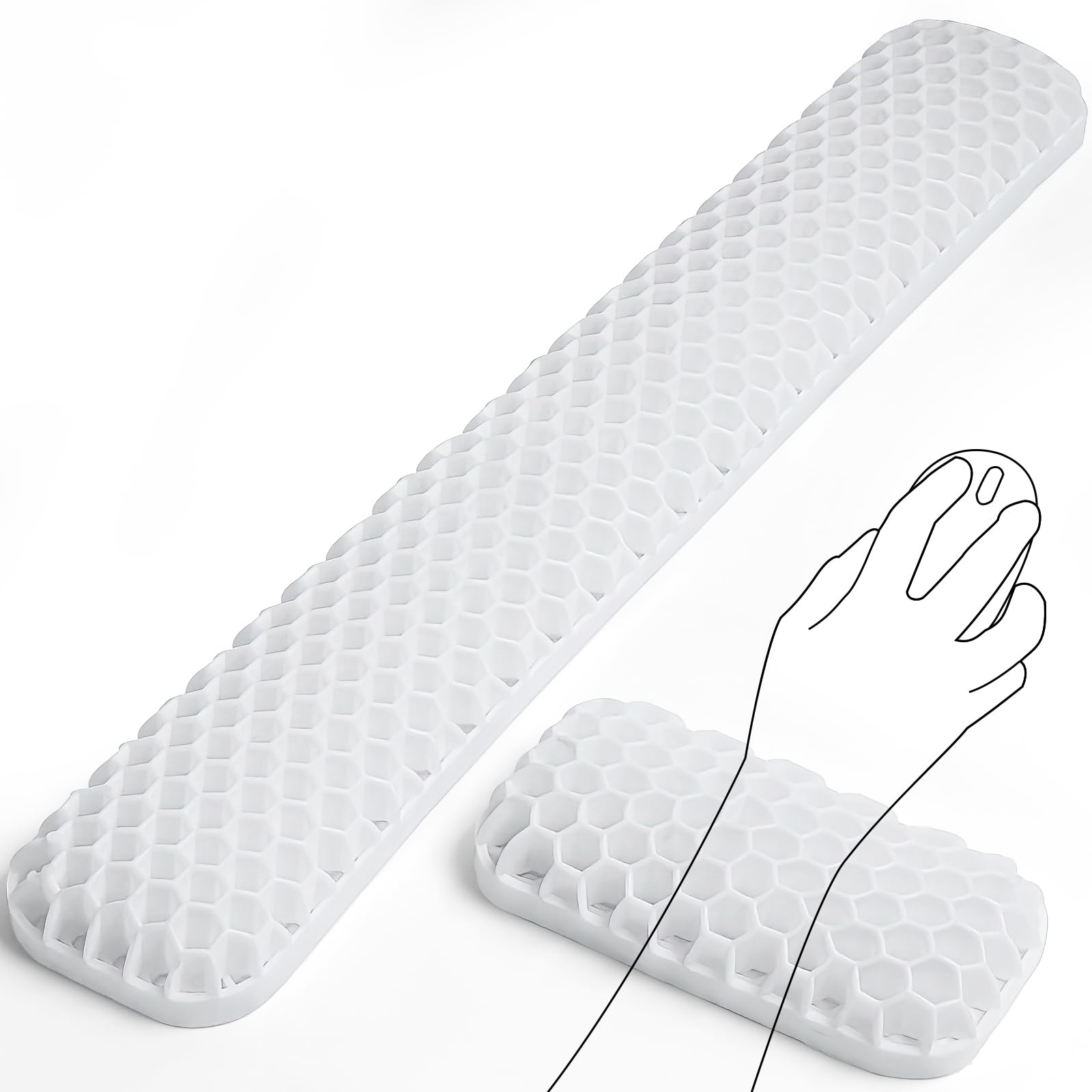 Photo 1 of Rkooigm Gel Computer Keyboard Wrist Rest Set, Ergonomic Keyboard and Mouse Pad, 2Pcs Upgrade Cooling Soft Breathable Wrist Support for Computer, Office, Studying, Gaming, 2-in-1