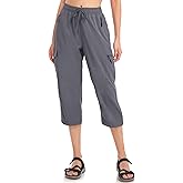 VEOBIKE Women's Hiking Capris Pants Dri Fit UPF50+ Outdoor Camping Travel Capri Elastic Waist Drawcord Active Joggers Capris