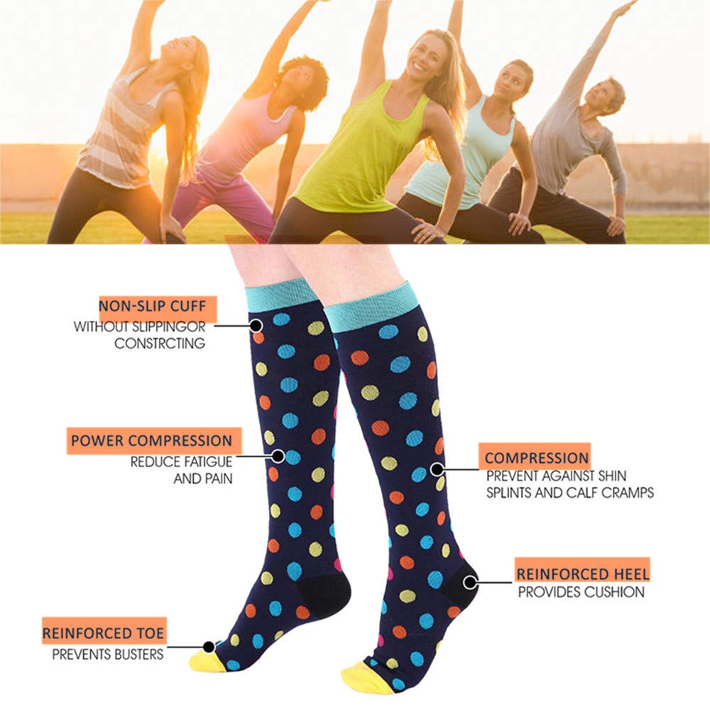 Puimentiua 3 Pairs Compression Socks for Women Athletic Fit for Running, Nurses, Shin Splints, Flight Travel & Maternity Pregnancy - Boost Stamina, Circulation & Recovery UK 8.5-11