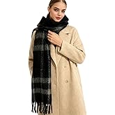 SHOHOKU Large Chunky Plaid Scarf Coloured Checked Oversized Scarf Tassel Soft Fall Winter Thick Warm Shawl Women