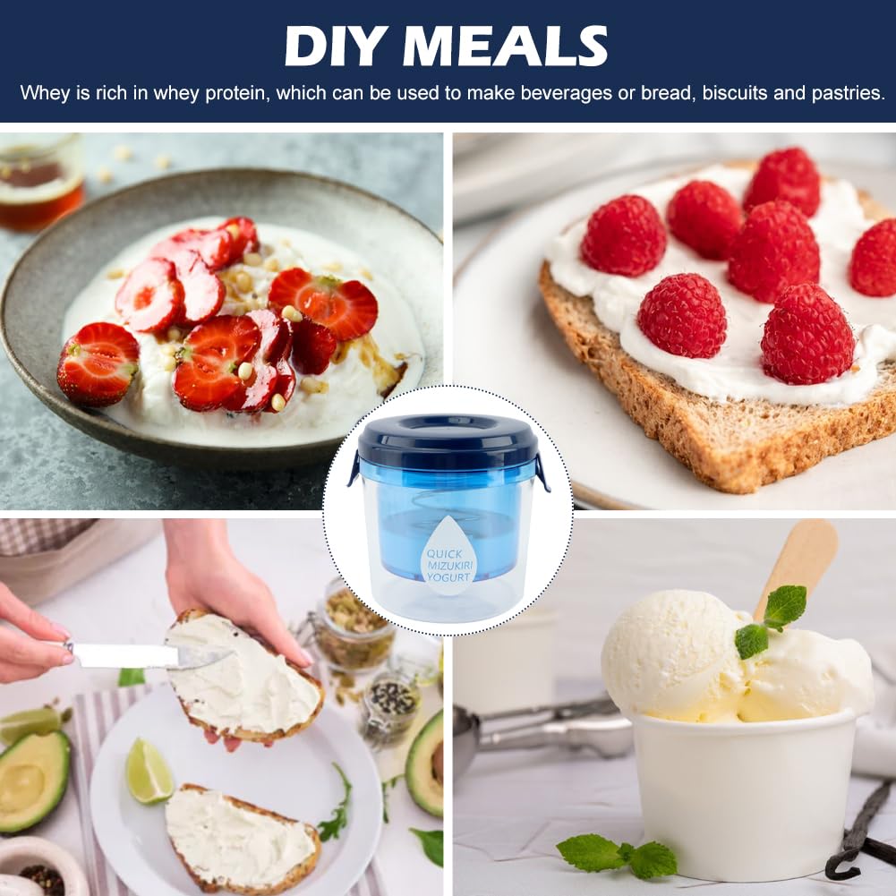 Greek Yogurt Strainer with Lid, Reusable Yogurt Filter with Ultra Fine Mesh Yogurt Strainer to Makes small batches of Thick Creamy Greek or Coconut Yogurt Cheese, Soy Milk(blue)