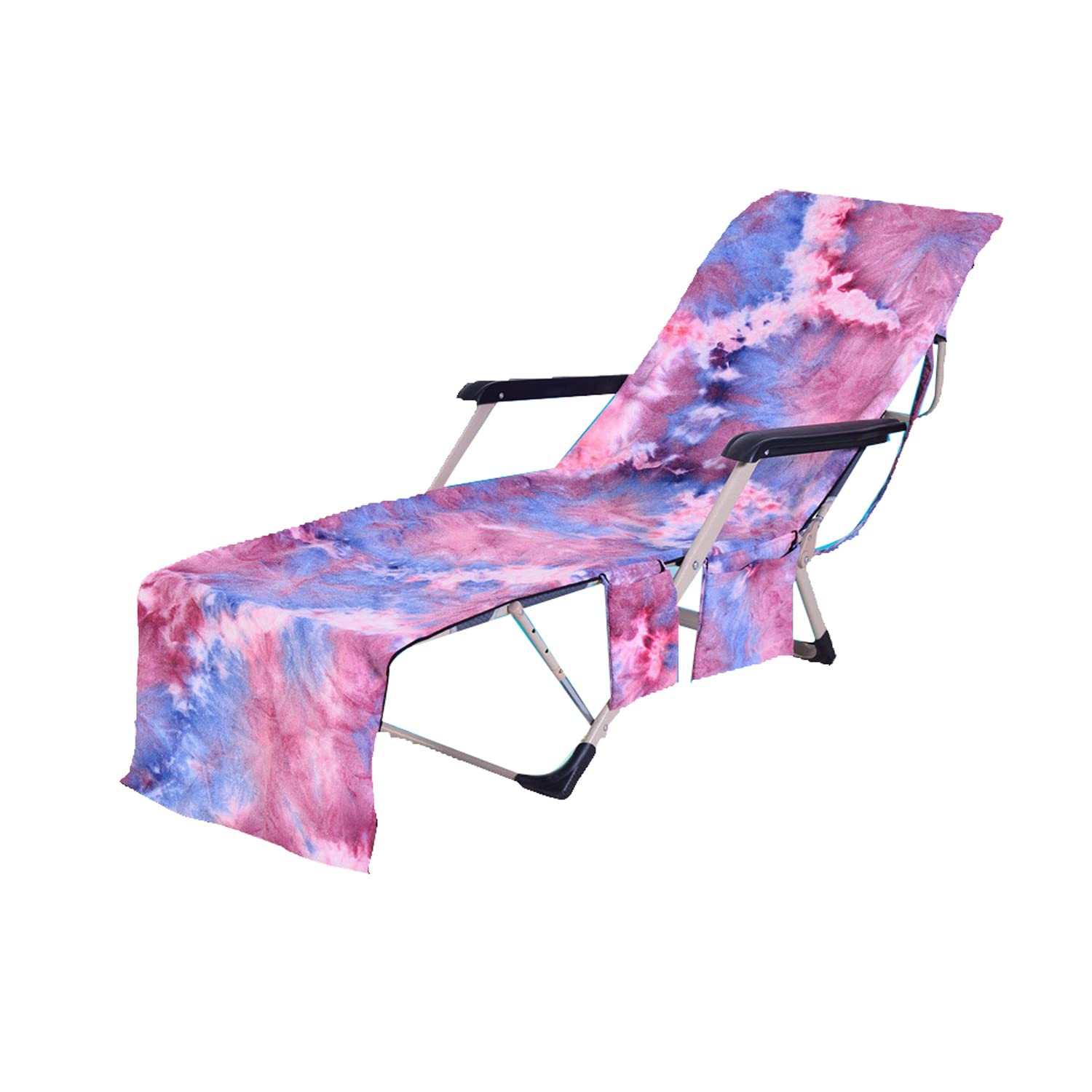 LIKEUDO Portable Pool Beach Sun Lounger Cover Pockets Microfiber Towel Travel Lounge Chair Cover Towels Sunbed Pockets Microfiber Towel Quick Dry Covers (purple)