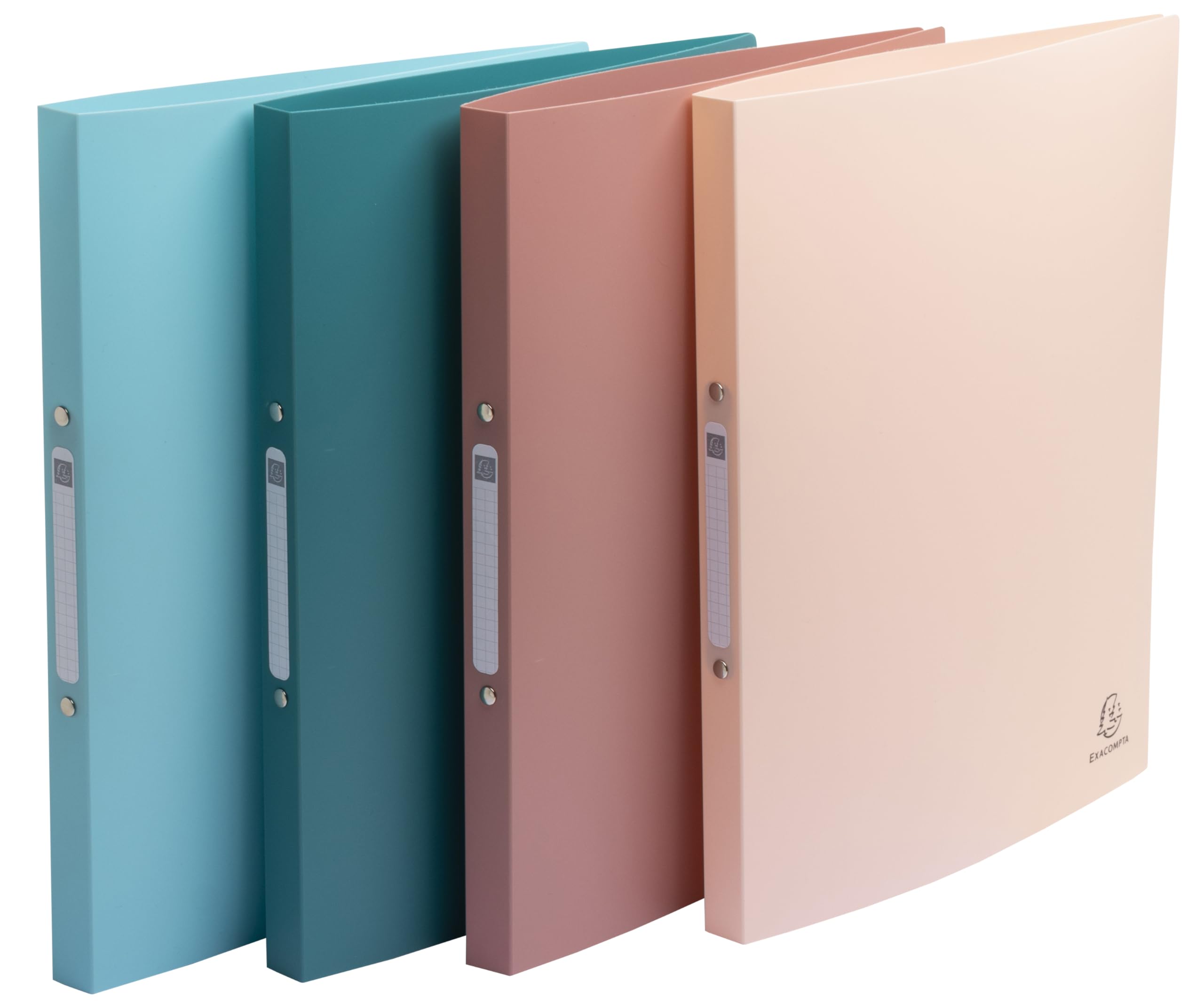 Exacompta - Ref 54270E - Pack of 4 Skandi Soft Binders - Recycled PP - 2 Round Rings - 20mm Spine - External Size: 32x25cm - File Format A4-4 Assorted Colours