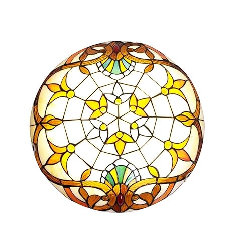 Tiffany Style Baroque Ceiling Light Led Stained Glass Round