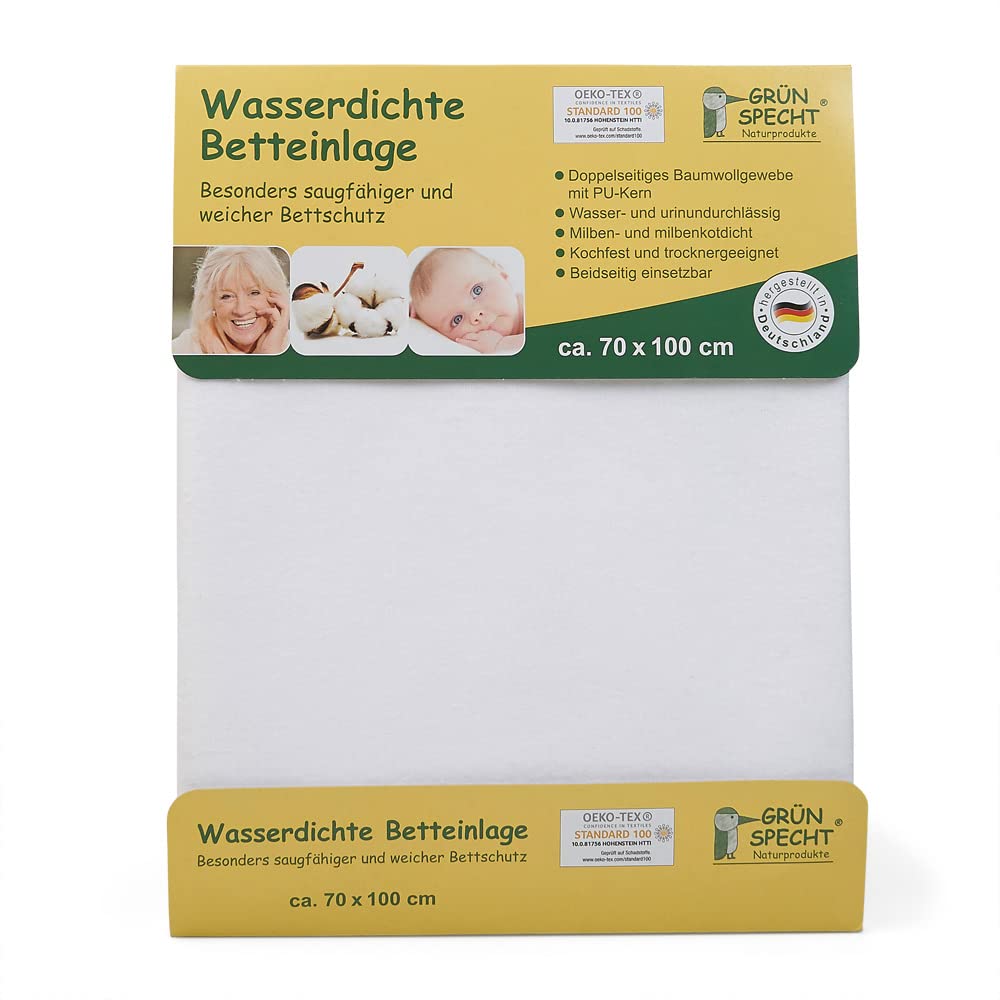 Grünspecht 164-00 Waterproof Bed Pad 70 x 100 cm White