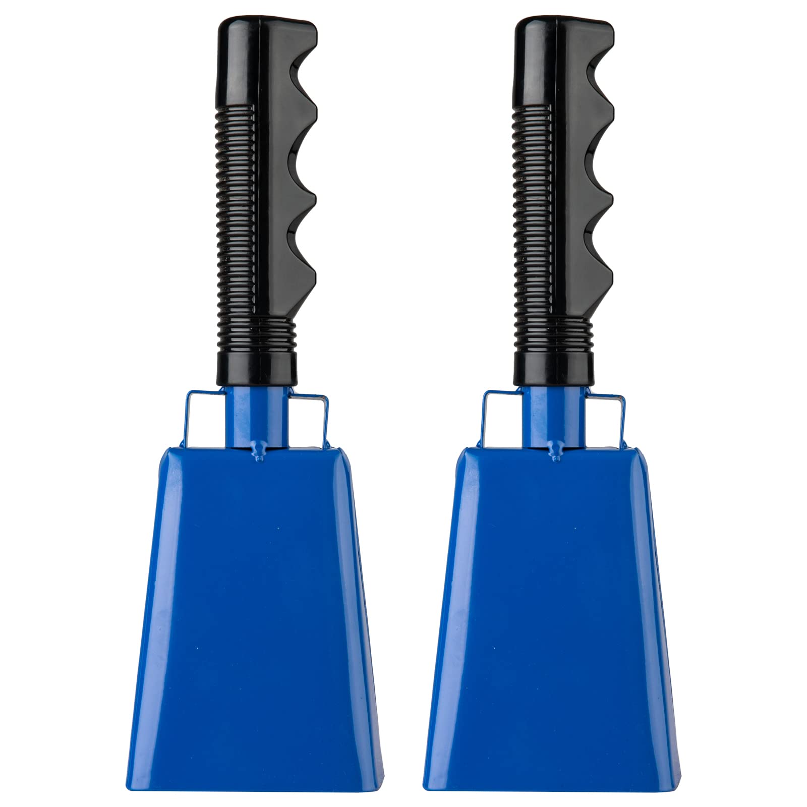 Musfunny Cow Bells Noise Makers with Handle: 2 Pcs Hand Percussion Cowbell Instrument Loud Cheering Bells for Sporting Events Football Games Christmas Party School Graduations Farm Ranch (Blue)