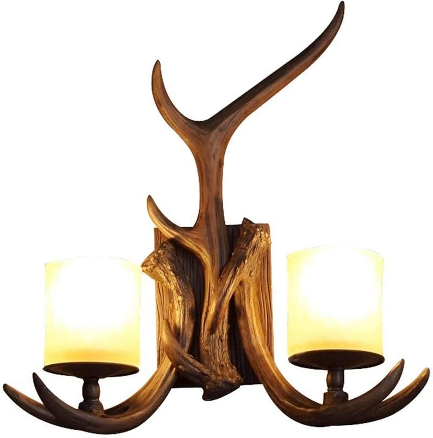 FEEZC Rustic Deer Horn Antler Wall Sconce 2 Light Fixtures, Wall Mount
