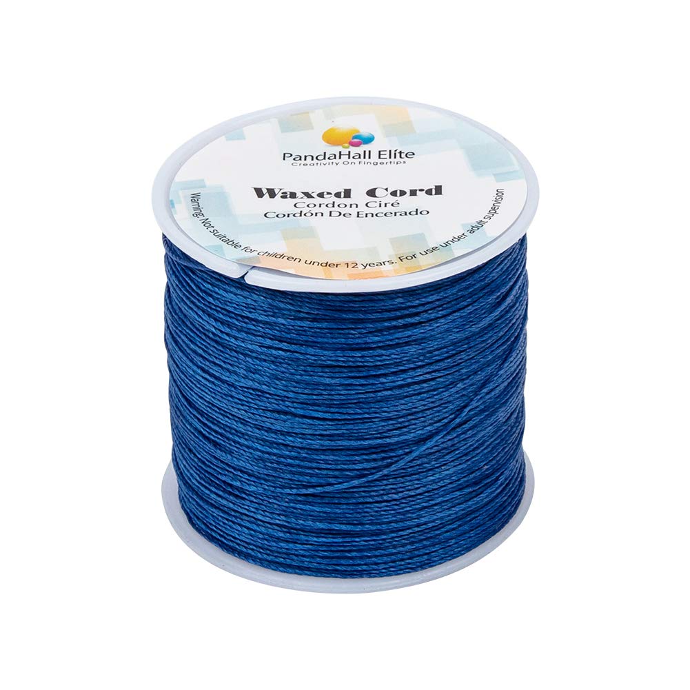 PH PandaHall 106m 0.5mm Round Waxed Polyster Cord Thread Beading String Macrame Cord for Bracelet Jewellery Making Dreamcatchers Crafting, Blue