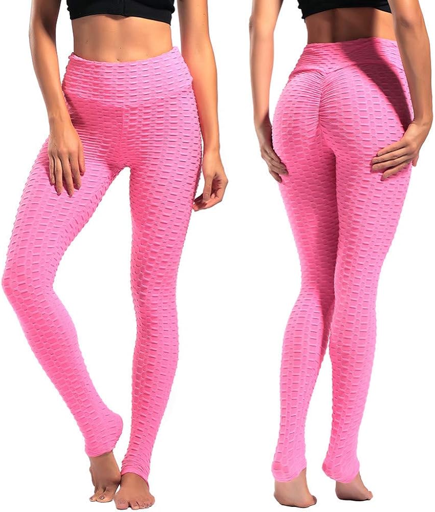 GYEU Hip Shaping Yoga Pants Pink Sport Leggings High Waist