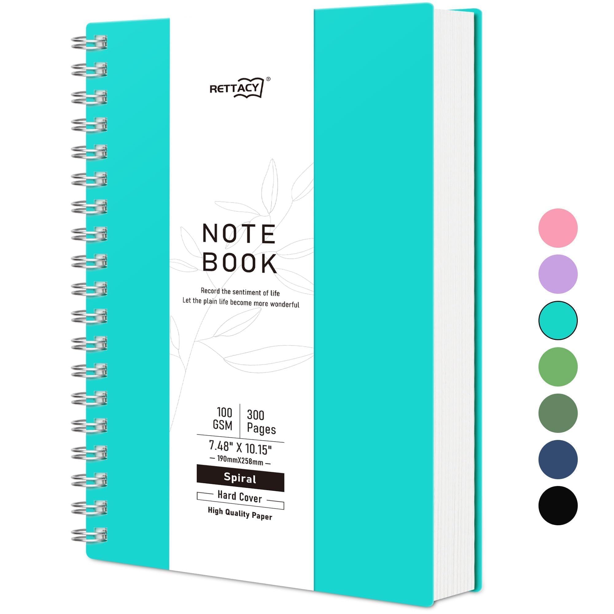 RETTACY B5 Dotted Notebook, Bullet Dot Grid Journal, Wirebound Spiral Notebooks 300Pages /150 Sheets for Writing,100gsm, Flexible Plastic Cover, for Women Men Work Office School,19 x 25 cm - Turquoise