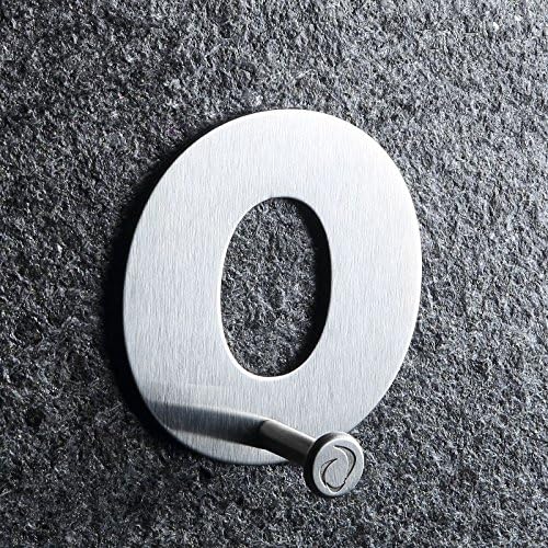 Wall Hooks, ASSIS Stainless Steel Decorative Wall Mounted Key Holder Letter Hook Adhesive Hooks Key Hooks Rack Letter "O" (2.3 X 2.7 inches）, Coat Hooks