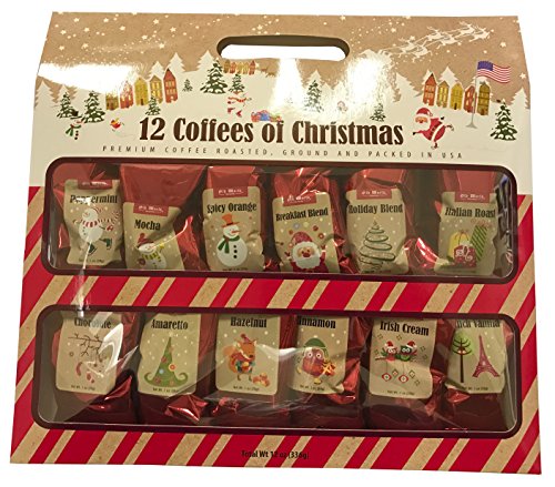 12 Gourmet Coffees of Christmas Holiday Gift Set